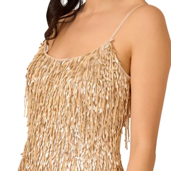 Liv Foster Gold Beaded Scoop Neck Mini Dress Size 6 NWT - Picture 2 of 12